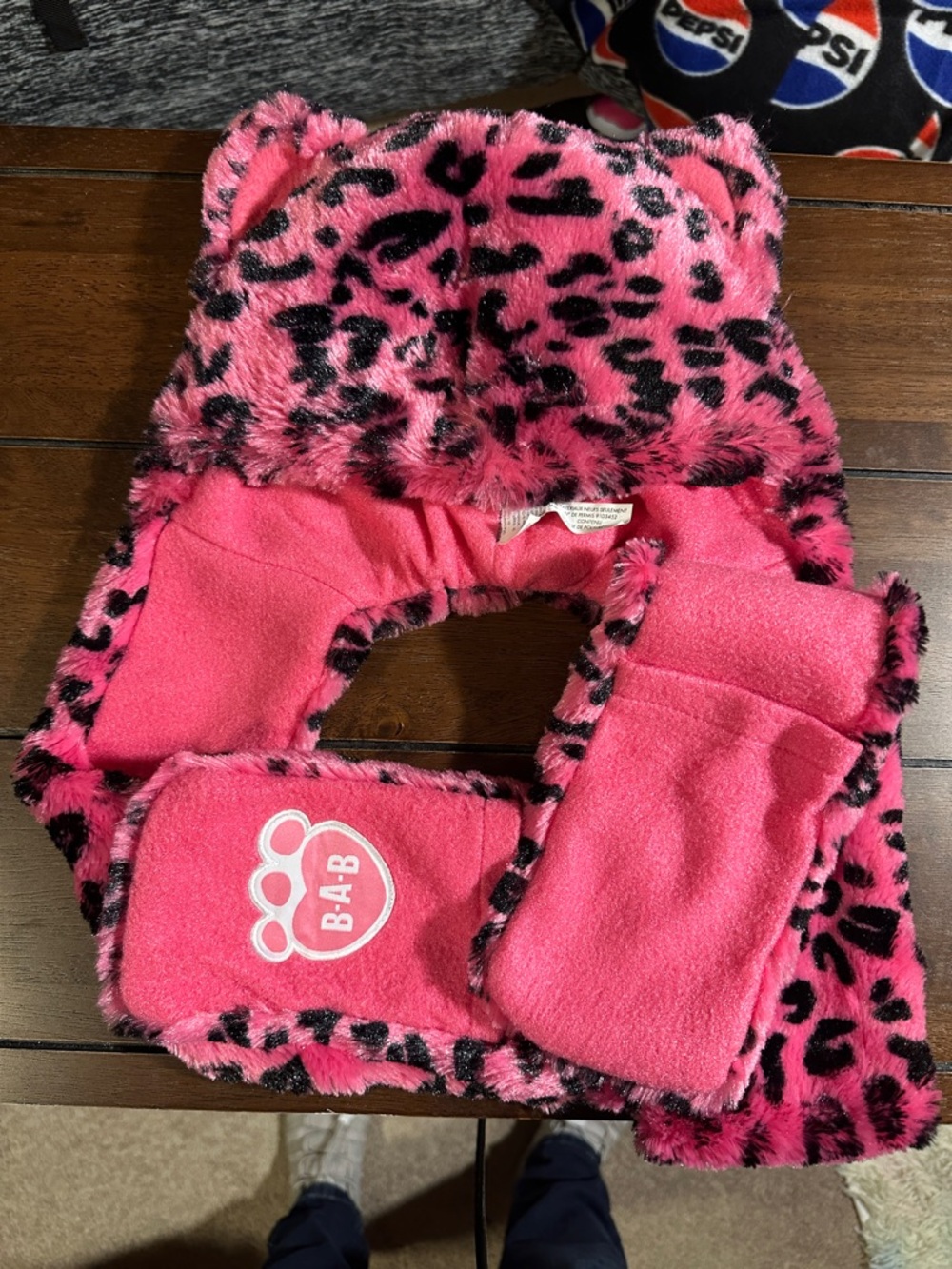 Build-A-Bear Pink and Black Leopard Plush Hat